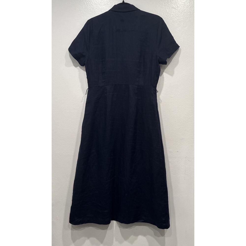 Quince European Linen Button Front Midi Dress Women’s Size Small Navy Blue READ - Picture 5 of 7